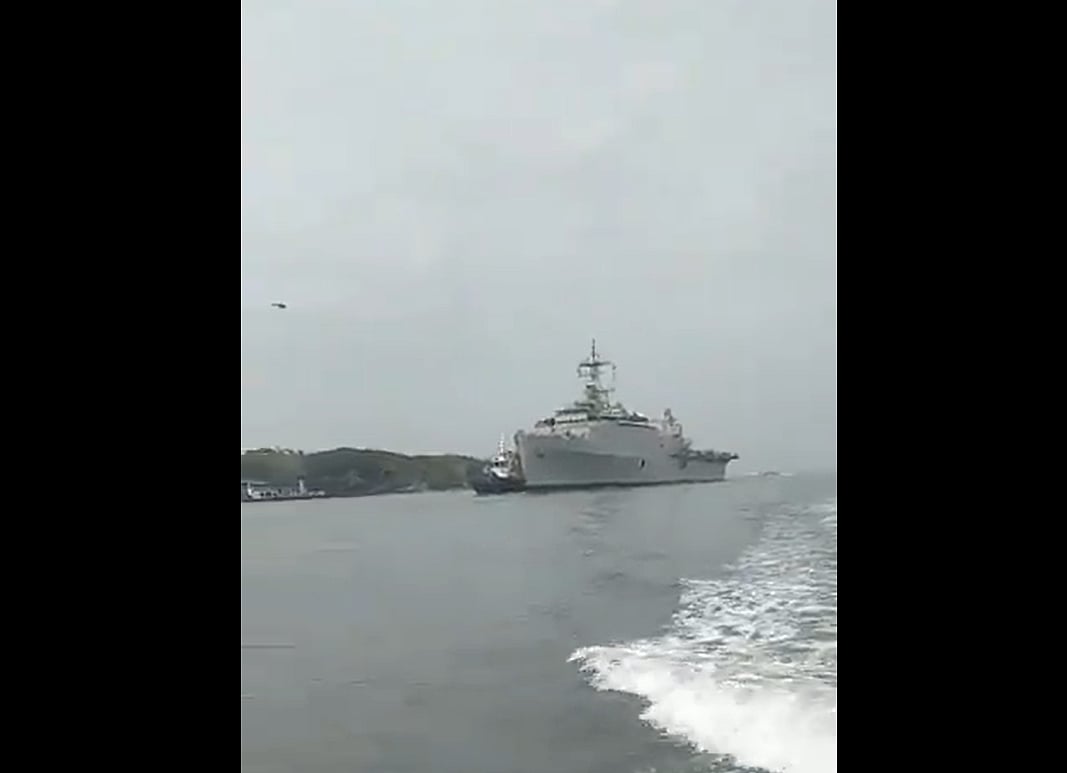 Watch: First glimpses of INS Jalashwa with Indians stranded in the Maldives  entering Kochi Harbour 