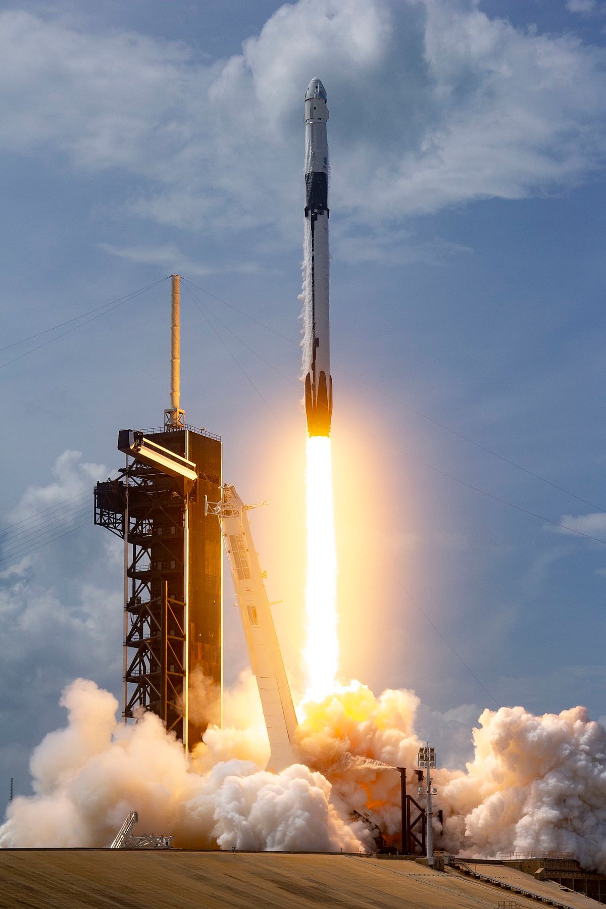 Falcon 9 lifts off from historic Launch Complex 39A and sends Crew Dragon to orbit on its first flight with NASA astronauts