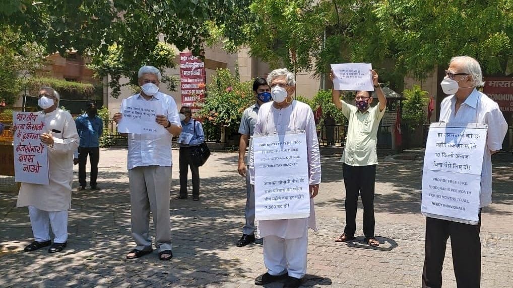 No time to update signs? CPI(M) says 'Go back Bolsonaro' while protesting against Modi govt