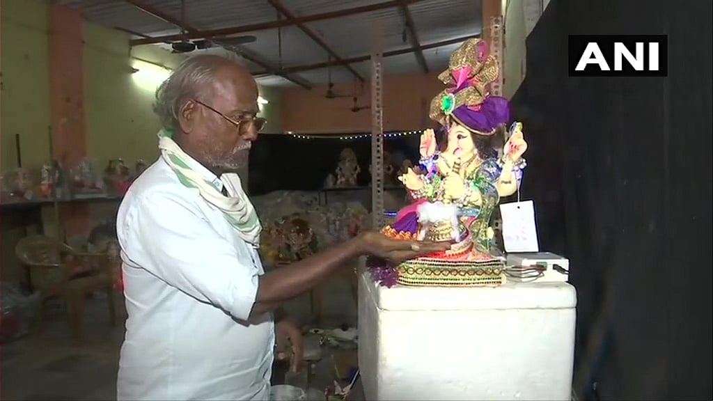 Festival amid pandemic: Mumbai artist creates sanitiser-dispensing Ganesh idol