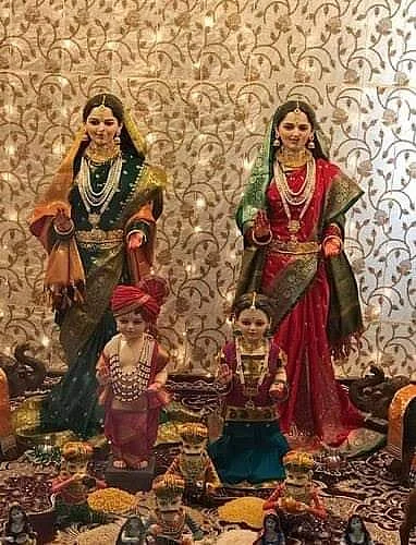 Gauri (also called Mahalakshmi in some households) is an avatar of Parvati, the Shakti Roopa version of the lord Shiva, and also the mother of Lord Ganesh.