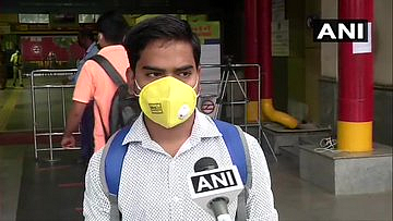 Haryana: Delhi Metro Rail Corporation resumed services from 7 am today on Yellow and Rapid Metro lines; visuals from Huda City Centre metro station in Gurugram. A commuter says,