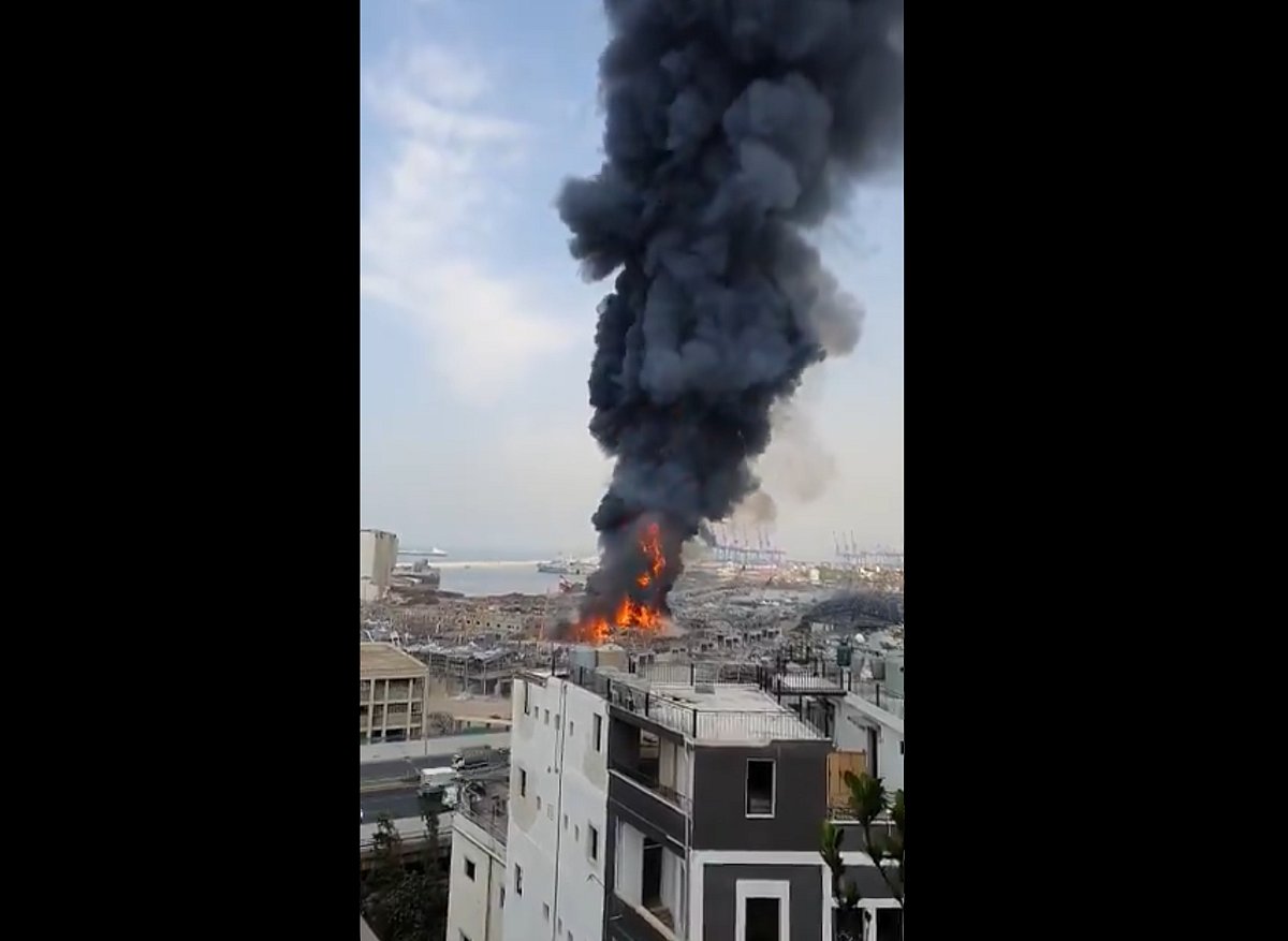 Lebanon: Massive fire breaks out at Beirut port a month after huge explosion killed 200 people