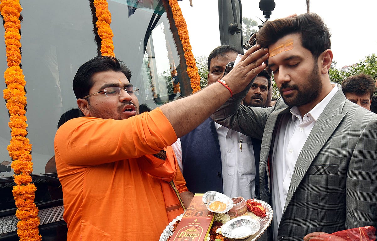 Paswan launching 'Bihar First- Bihari First' campaign at party office, in Patna