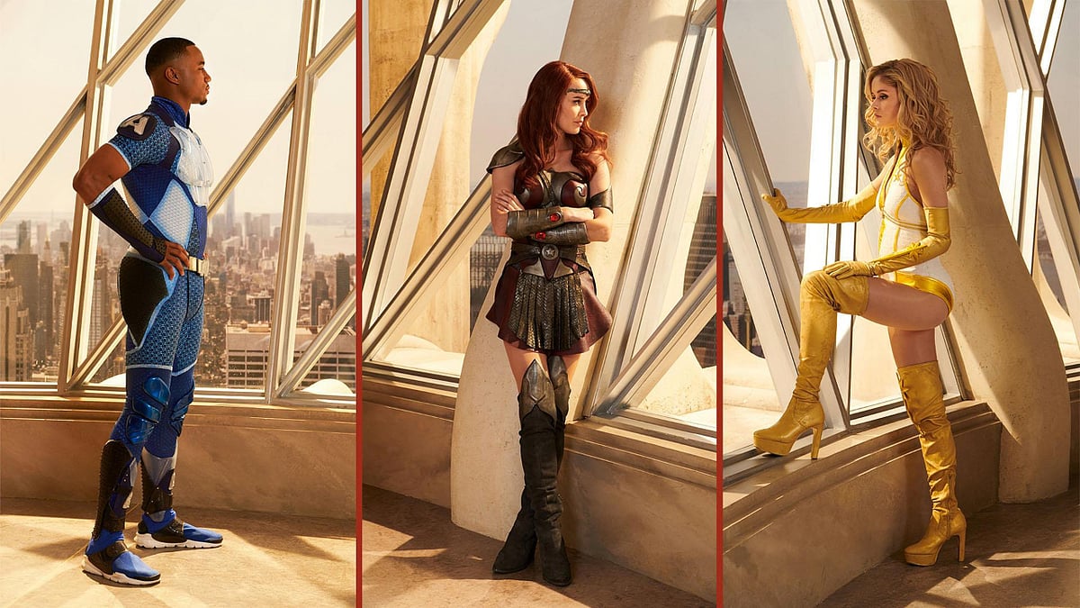 Jessie Usher as 'A-Train', Dominique McElligott as 'Queen Maeve', and Erin Moriarty as 'Starlight'