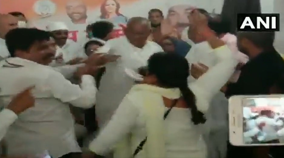 Watch: Woman manhandled by UP Congress workers for opposing Deoria bypoll candidate