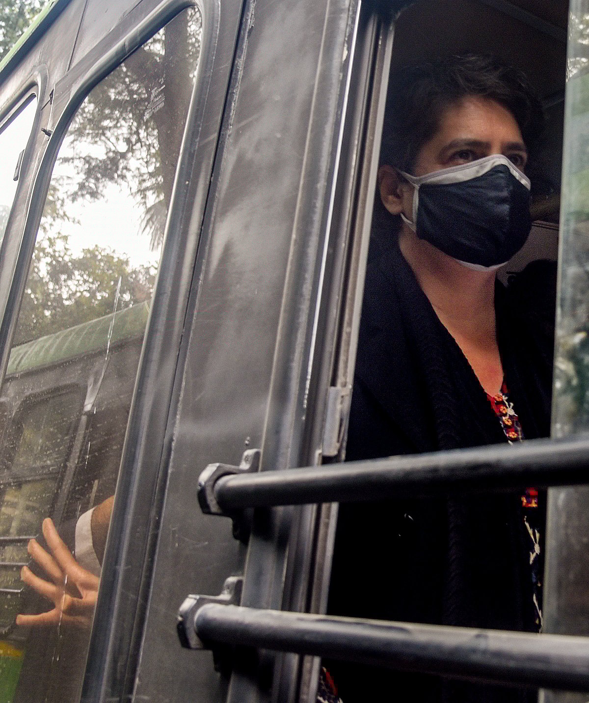 Delhi Police take Congress leader Priyanka Gandhi Vadra and party leaders into custody, in New Delhi on Thursday. 