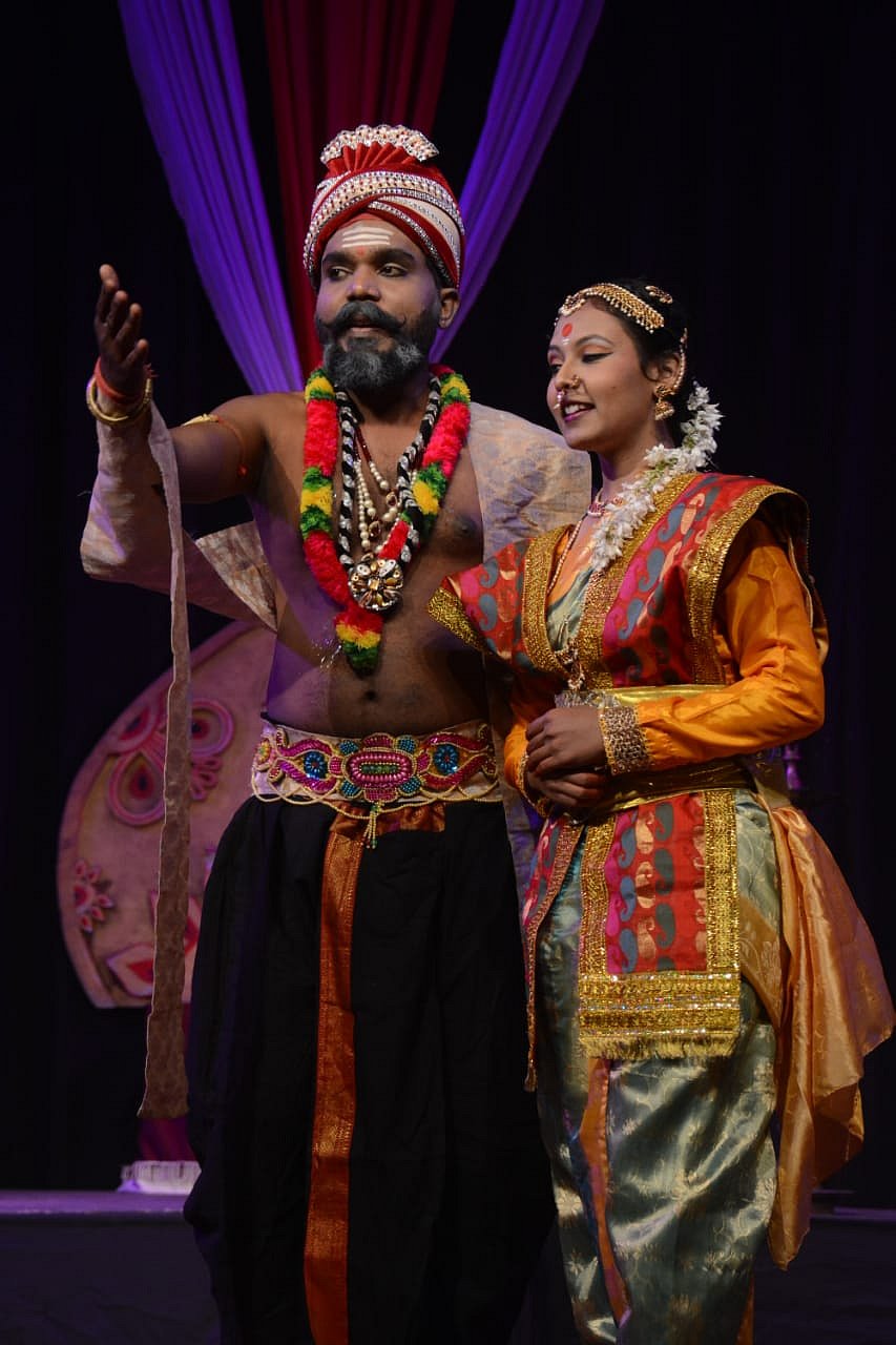 A scene from a play ‘Ranbhumi ki Naika,' being staged at Saheed Bhavan on Wednesday.