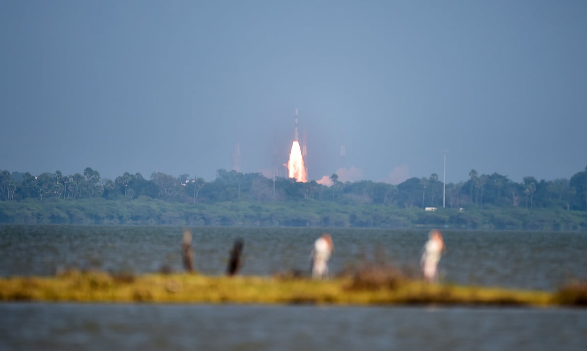 In Pics: PSLV rocket lifts-off with India's 42nd communication satellite CMS-01
