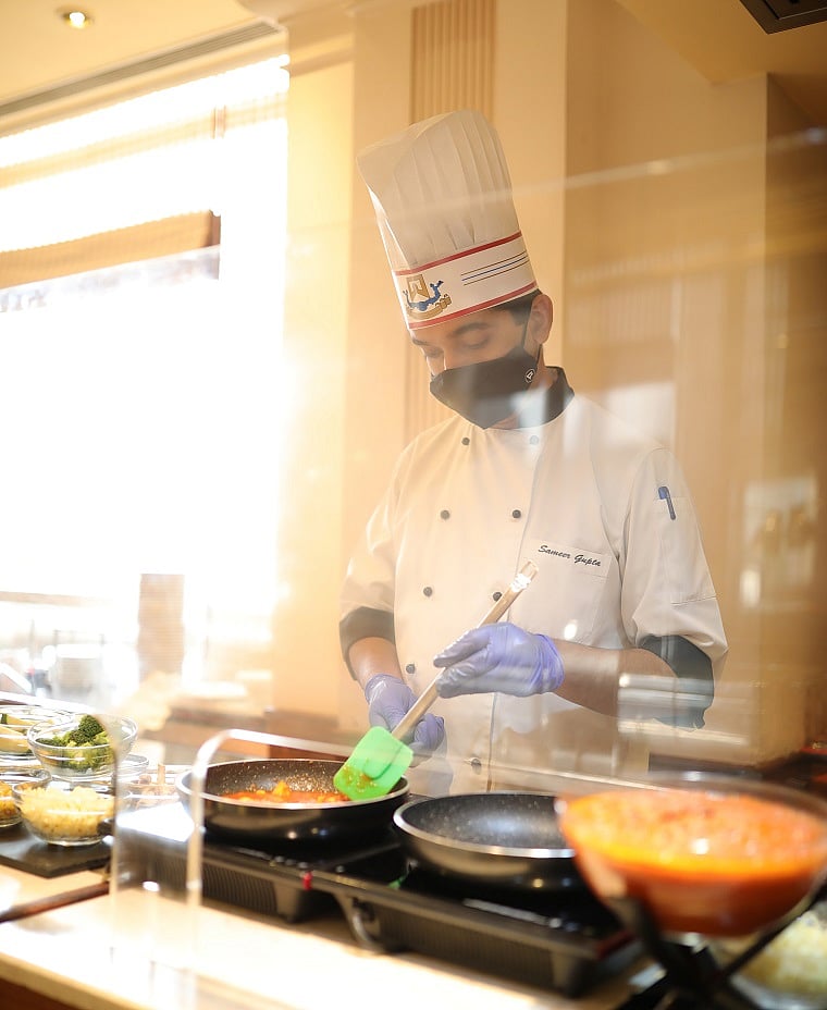 Acrylic armoured chef of ITC Grand Central Live counter of the brunch