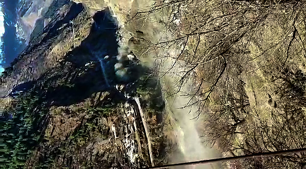 Chamoli: A glacier broke off in Joshimath in Uttarakhand?s Chamoli district causing a massive flood in the Dhauli Ganga river, Sunday, Feb. 7, 2021. More than 150 labourers working at the Rishi Ganga power project may have been directly affected.