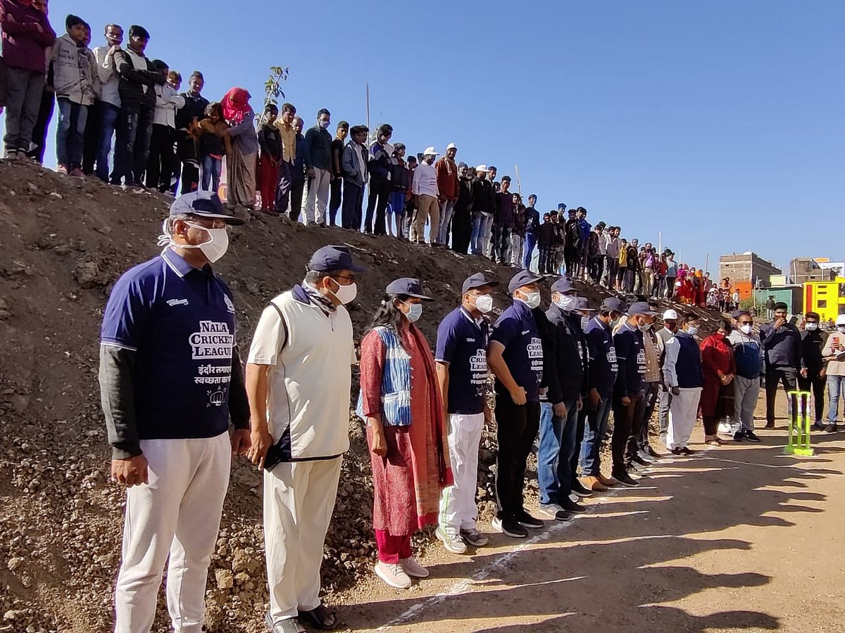 Players line up for match