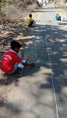 Road used as a slate in Betul district