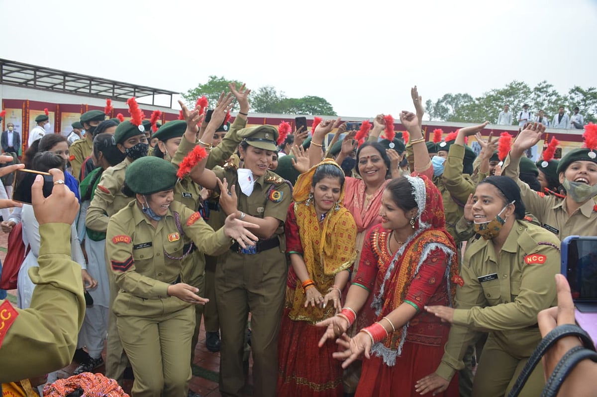 Women NCC cadets at the event.