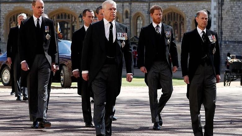 (From left) Prince Charles; Duke of Cambridge, Prince Andrew; Duke of York, Prince Harry; Duke of Sussex, and Prince Edward; Earl of Wessex