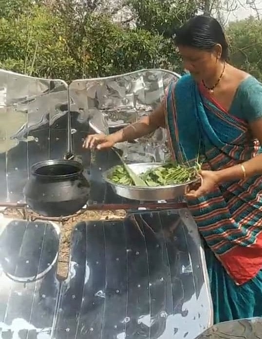 Solar cooking in progress