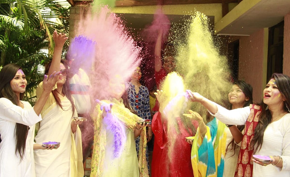 Some families celebrated Rangpanchami in certain areas in Indore on Friday  