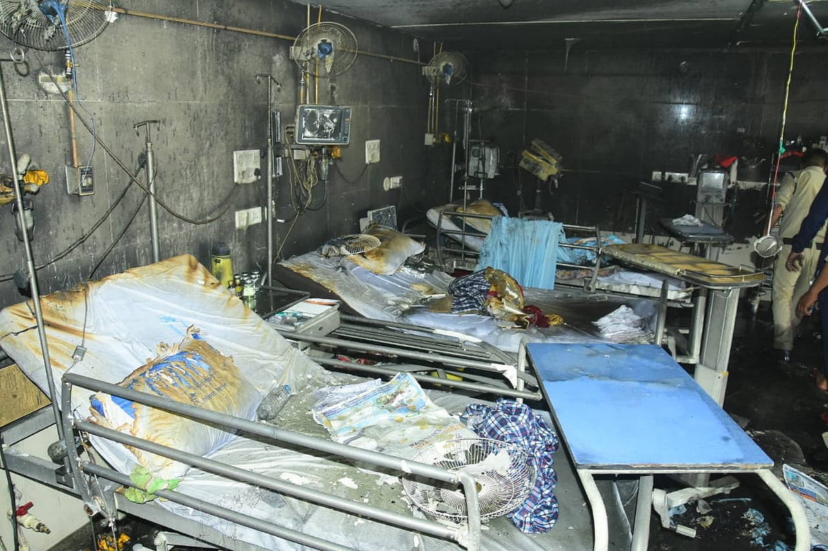 Burned ward of hospital