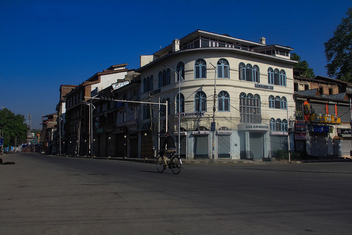 A deserted view of closed market during Corona curfew in Srinagar, Kashmir. As the COVID-19 cases continue to rise the authorities imposed strict Corona curfew across Jammu and Kashmir in order to stop further spread of Coronavirus.