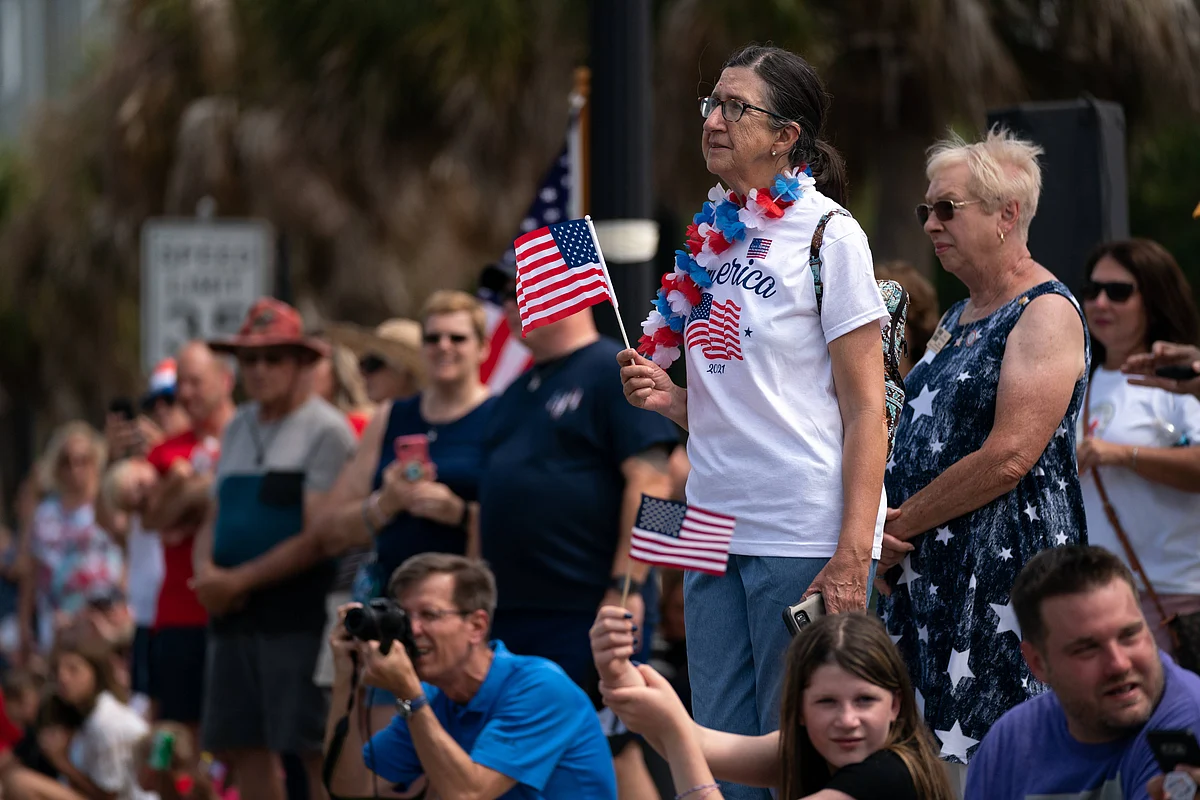 People watch a Memorial Day weekend parade on May 29, 2021 in Myrtle Beach, South Carolina.