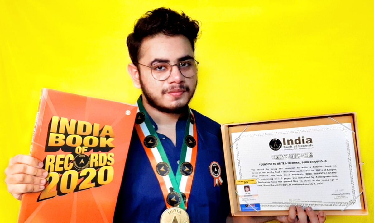 In Picture: Yash Tiwari features in the 'India Book of Records' as well as the 'Asia Book of Records' for being the youngest author to write a fiction novel on COVID-19. 