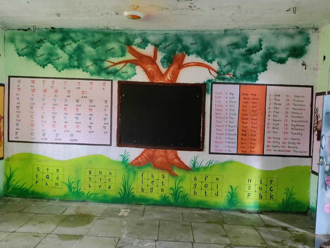 Grammar being taught through wall paintings 