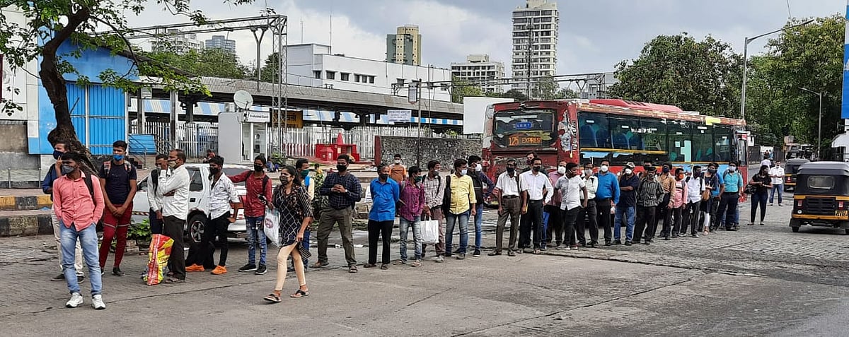 Bus services in Mumbai resume from today; long queues at bus stops - See pics
