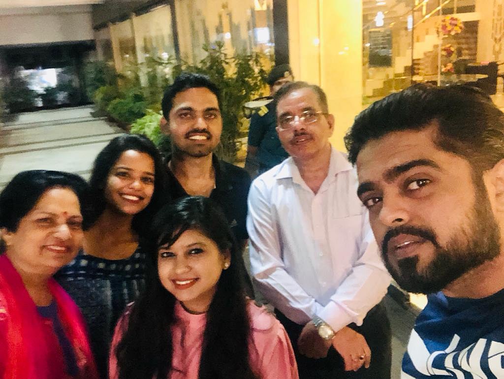Dr Chandrika Dubey (centre) with her mother-in-law Dr Jagdamba Dixit (in red suit), brother-in-law Lt. Col. (Dr) Yatharth Dixit (in black shirt), father-in-laws Dr. Anil Kumar Dixit (in white shirt) and husband Dr Siddharth Dixit (in blue T-shirt).