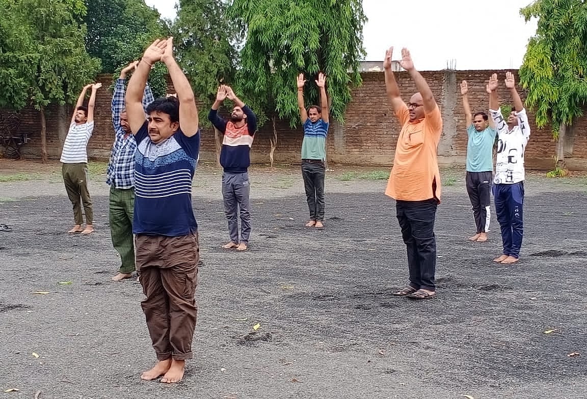By pre-registration in the Yoga Day programme organised by Vidya Bharati on International Yoga Day