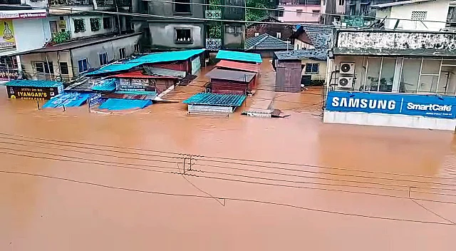Maharashtra, July 22: A market submerged due to the rise in water level of all rivers, in Ratnagiri on Thursday.