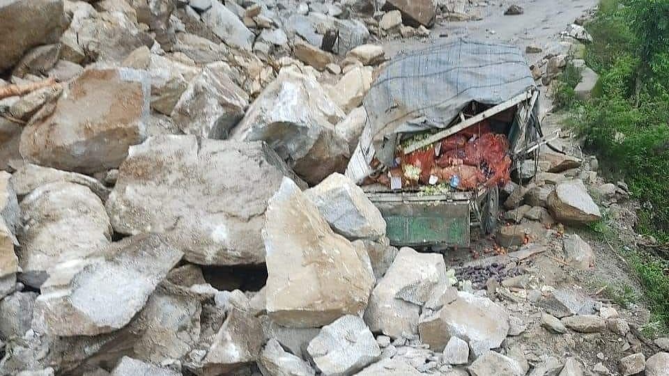 In Pictures: Queue of waiting vehicles, rescue operations as landslides in Himachal block...