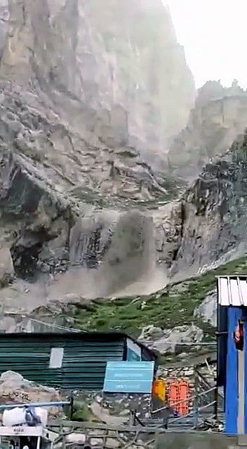Cloudburst hits near the Amarnath cave in Jammu and Kashmir on Wednesday. 