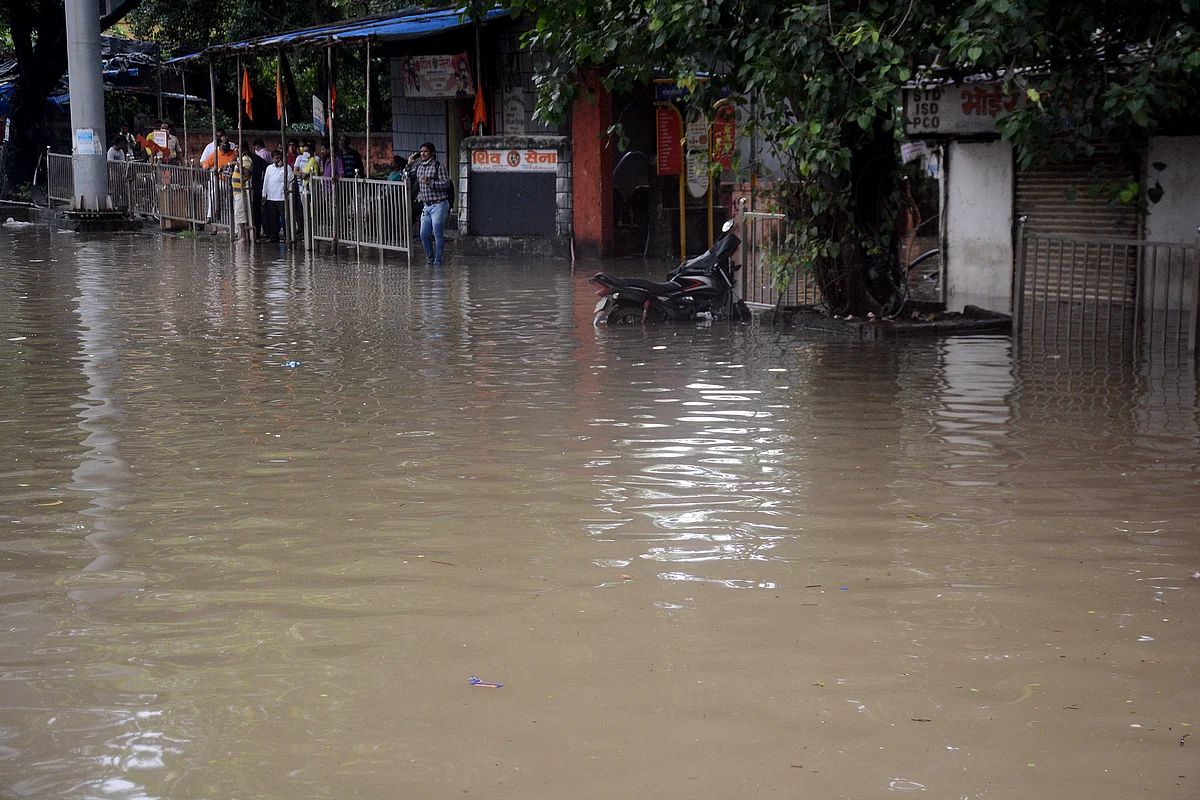 Maharashtra, July 22: Street waterlogged due to heavy rainfall, in Kalyan on Thursday.
