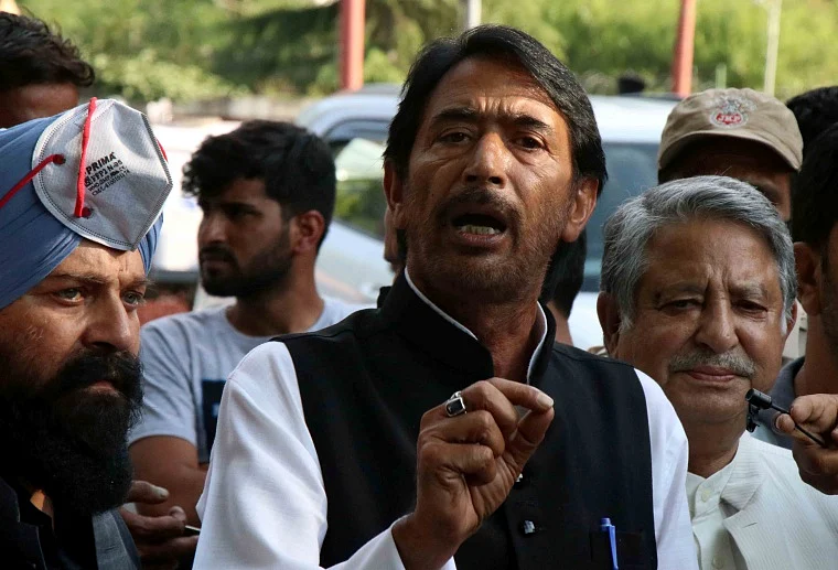 Jammu and Kashmir Pradesh Congress Committee president Ghulam Ahmad Mir speaks to the media after meeting with Delimitation Commission Panel, in Srinagar