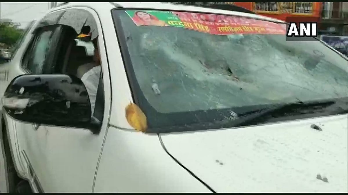 Violence breaks out during nomination filing of Block president election in Chargawan block of Shahpur village, Gorakhpur on July 8, 2021.