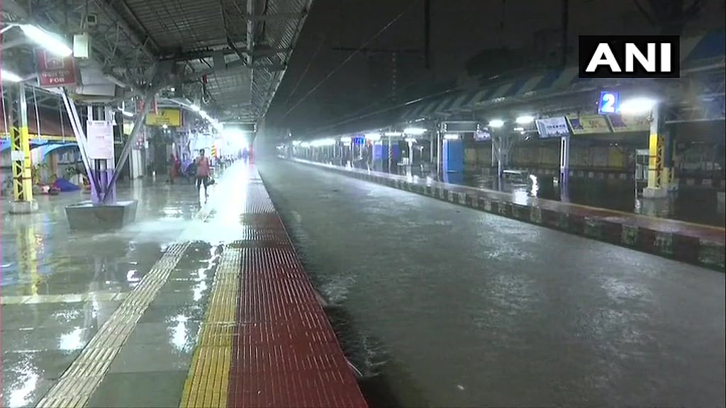 Mumbai's Sion Railway track waterlogged  following heavy rainfall this morning
