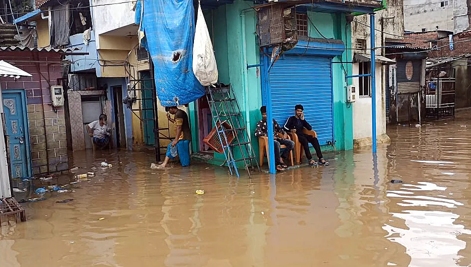 Water enters the houses after heavy rainfall, in Bhiwandi on Thursday.