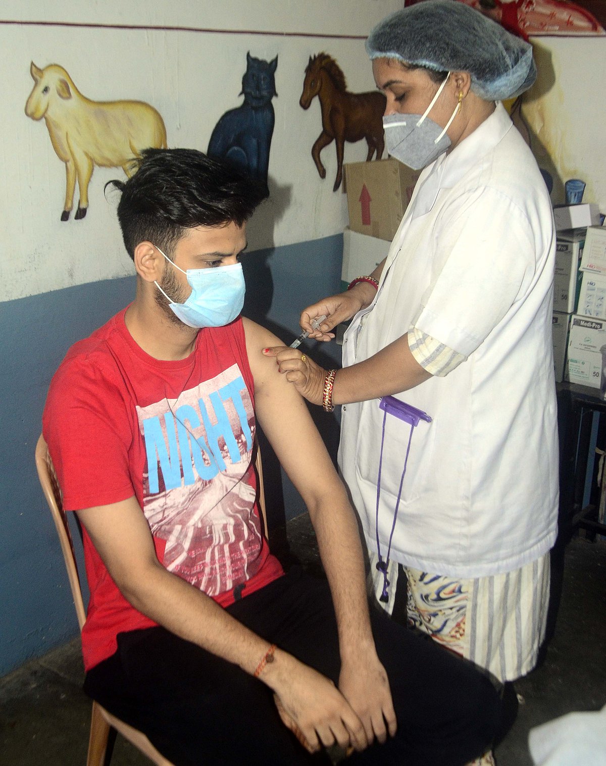 Youth receiving vaccine at a center in bhopal on Monday 
