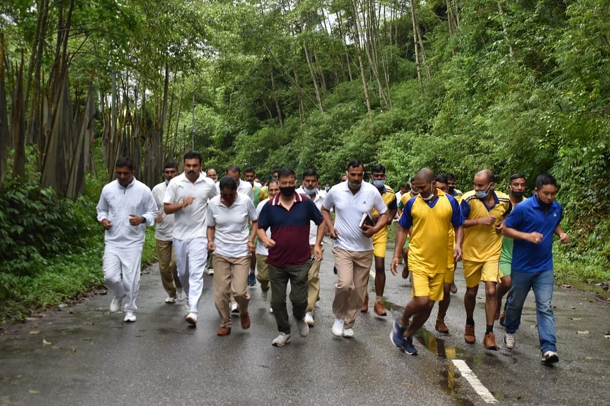 ITBP personnel of 11th Battalion, Pegong, Sikkim in Fit India Freedom Run 2.0.