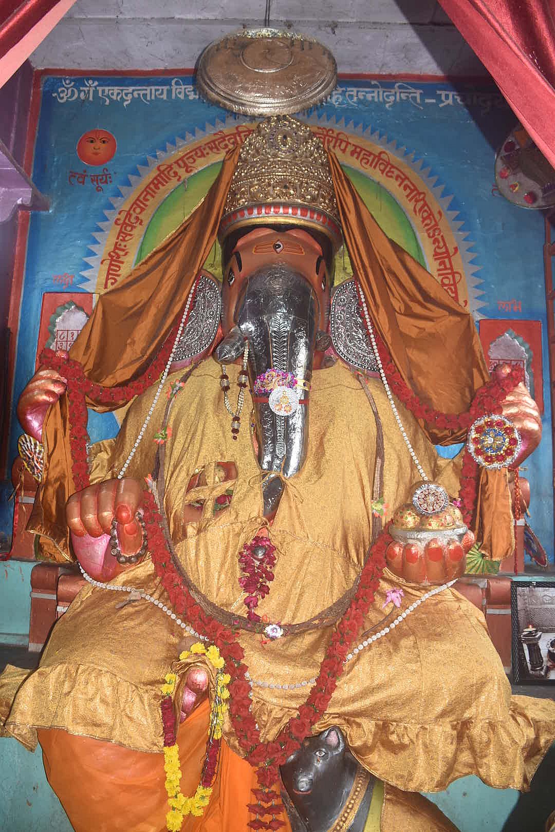 Raskhi tied to presiding deity at Bada Ganesh Temple in Ujjain on Sunday.