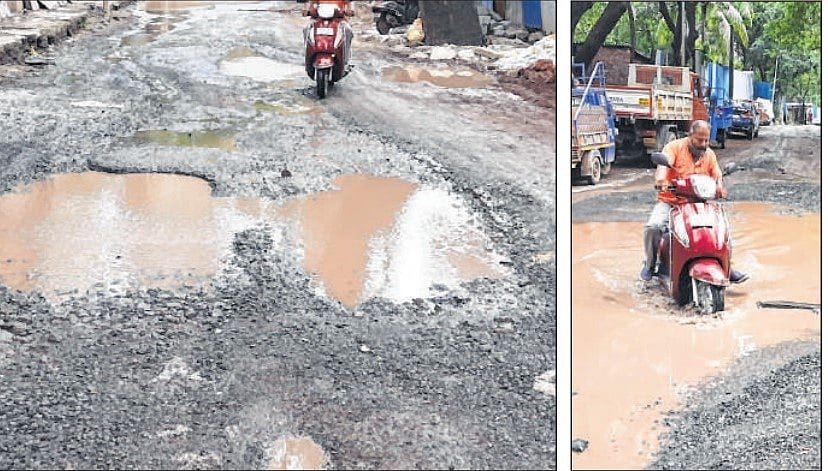 Pothole at Road No. 11, Siddharth Nagar, in Goregaon West.