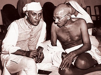 Gandhi with Jawaharlal Nehru, Bombay, July 1946
