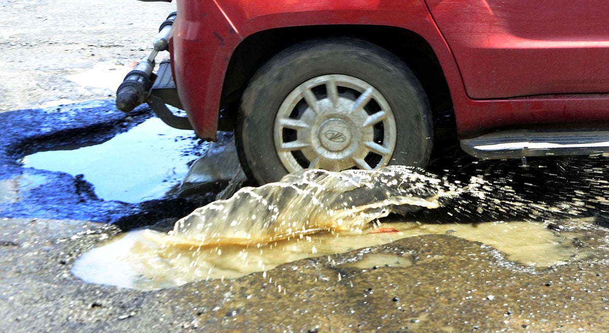 Pathetic condition of road despite repair work being undertaken by government agencies in state capital
