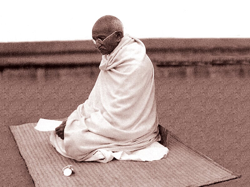 Gandhi during meditation