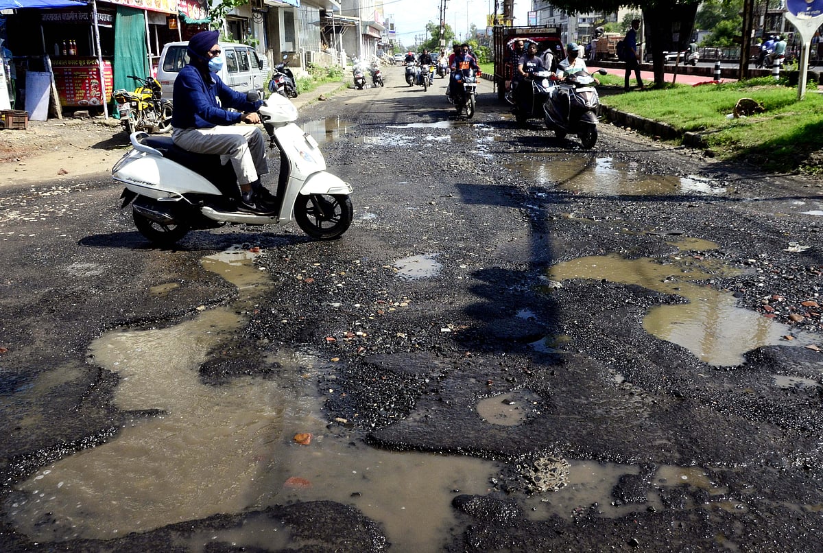 Pathetic condition of road despite repair work being undertaken by government agencies in state capital