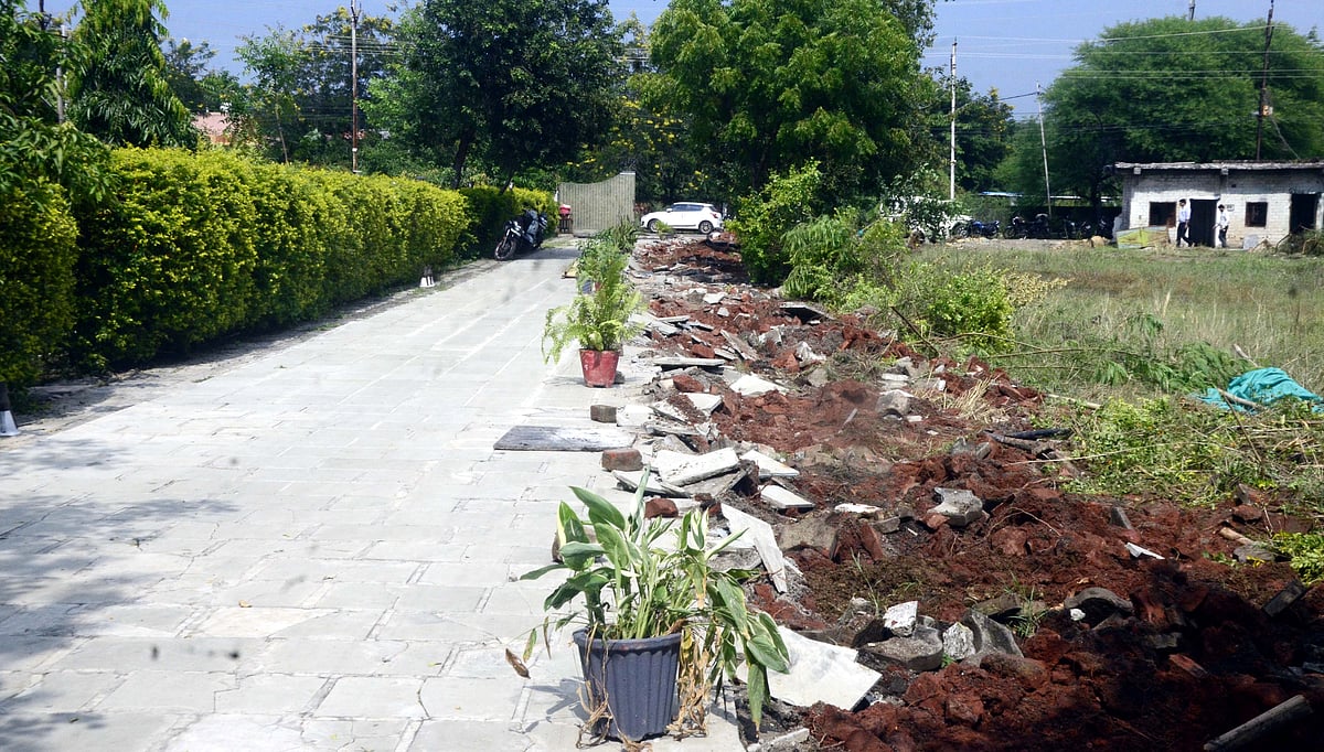 One side of the demolished  pathway 