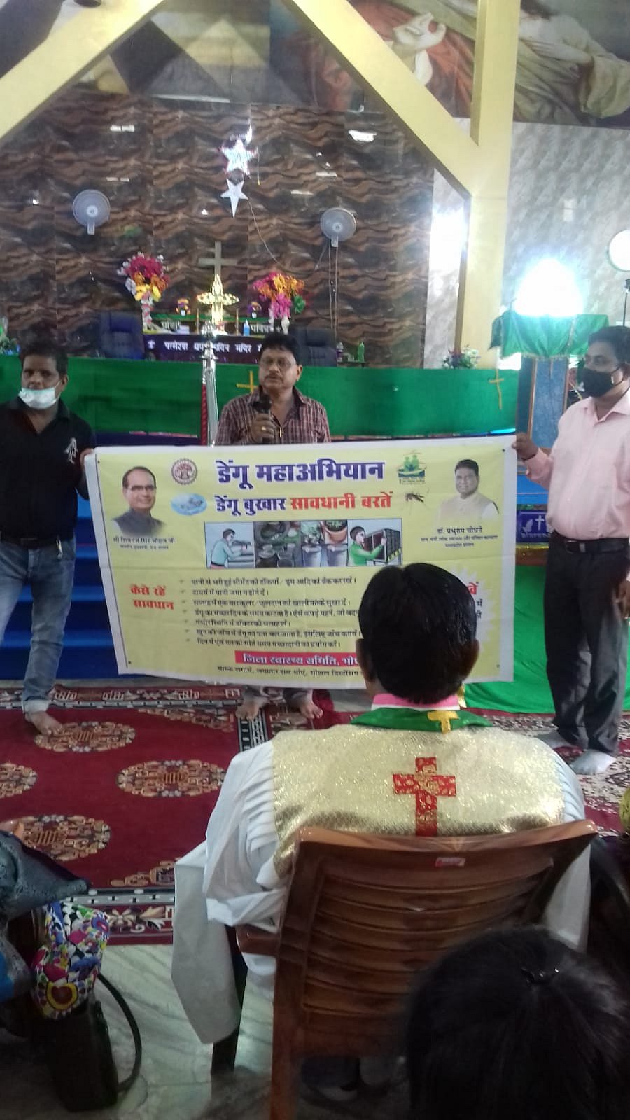 Malaria department team in a church in Bhopal on Sunday