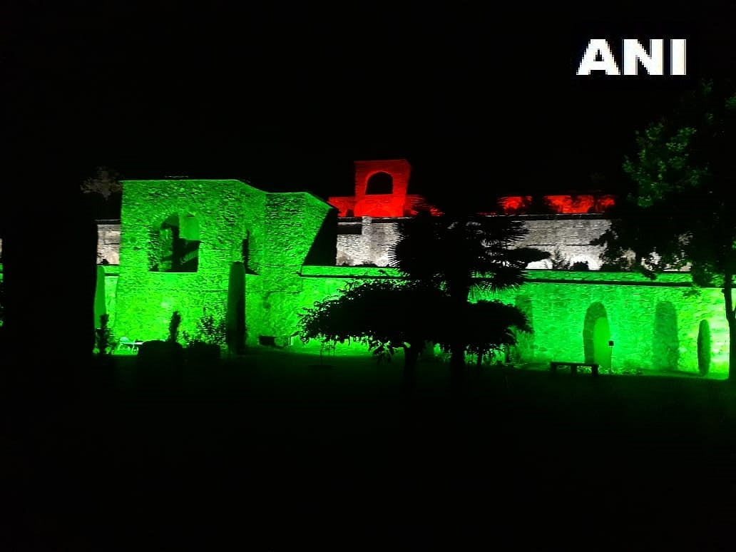 Jammu & Kashmir: Pari Mahal in Srinagar lights up in colours of Tricolour on the day of India achieving 100 cr Covid vaccination mark.
