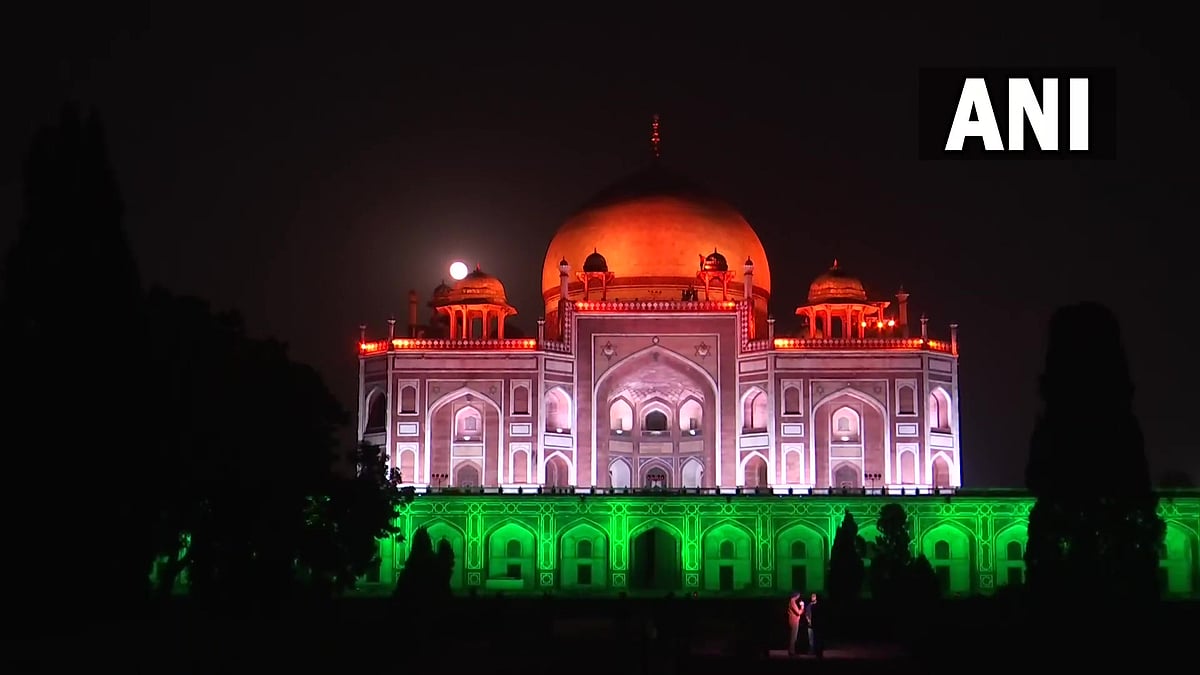 Delhi: Humayun’s Tomb illuminated in colours of Tricolour this evening
