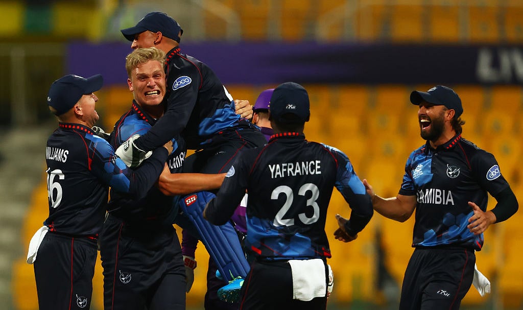 WATCH VIDEO: A dream first over by Namibia's Ruben Trumpelmann against Scotland in T20 World Cup